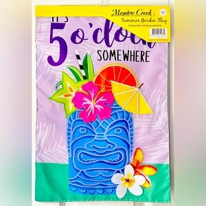 Meadow Creek Tiki Garden Flag - It’s 5 O’Clock Somewhere - New with Tags!